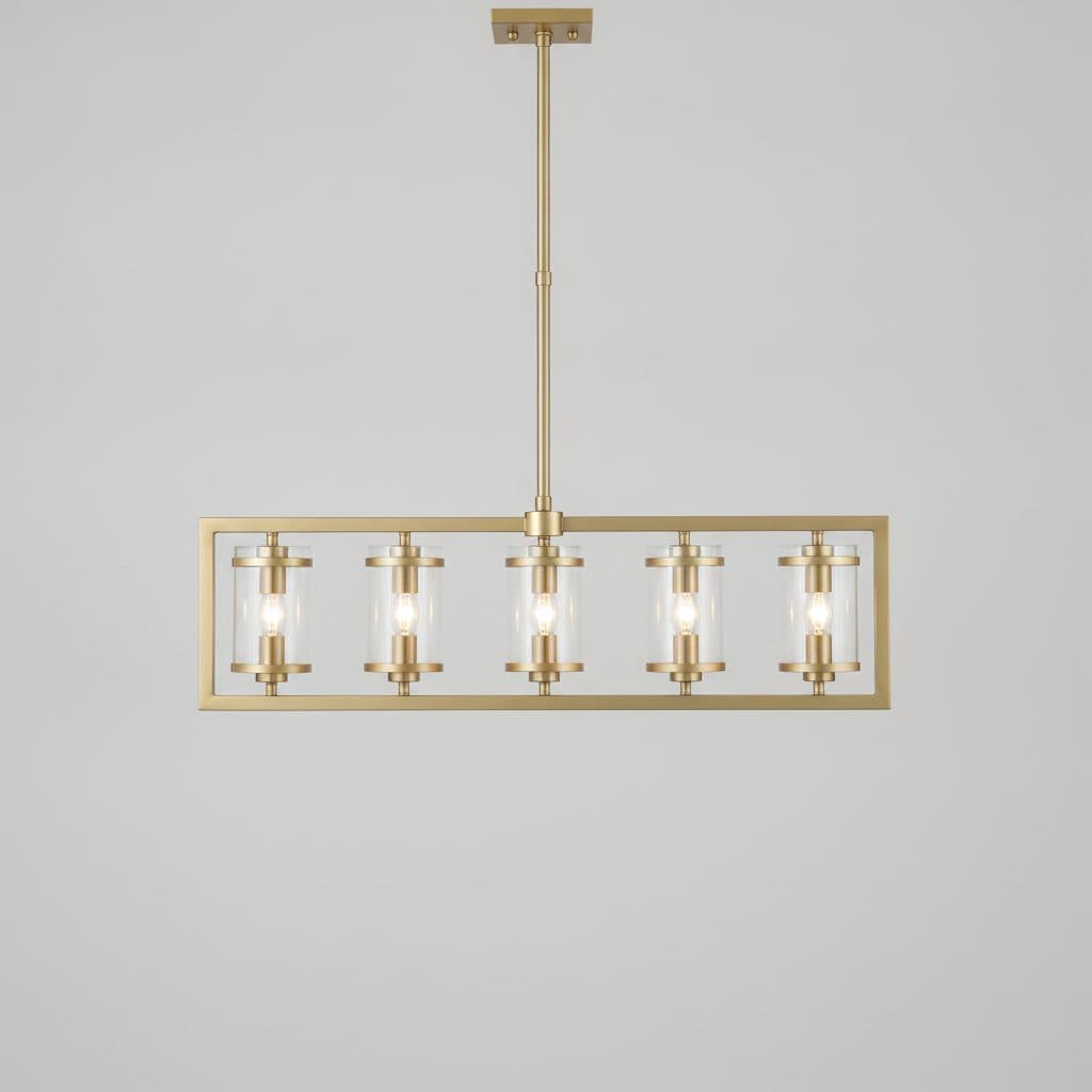 Pellum Collection 35 in. 5-Light Brushed Gold Linear Chandelier