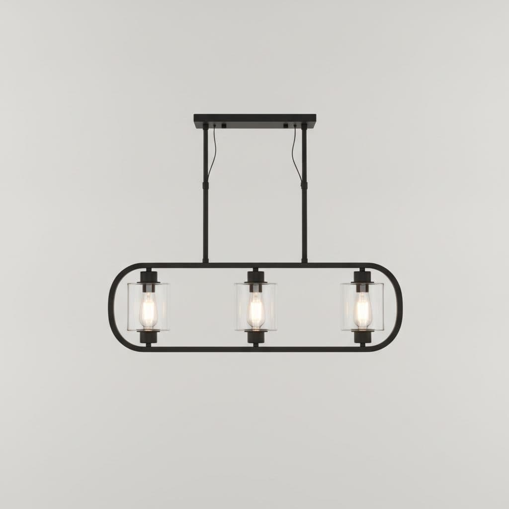 Huntscroft Collection 34 in. 5-Light Matte Black Linear Chandelier