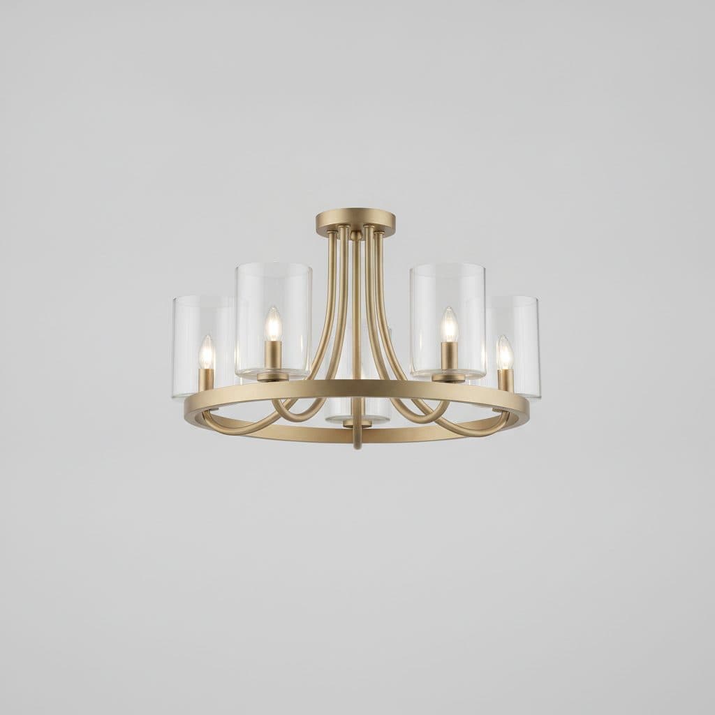 Pellum Collection 25 in. 5-Light Brushed Gold Chandelier