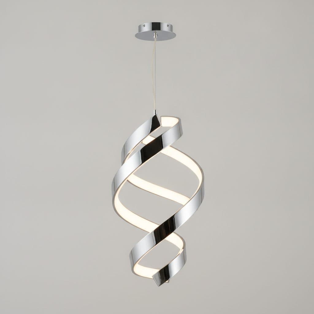 Swirl 30-Watt Chrome Modern Integrated LED Pendant