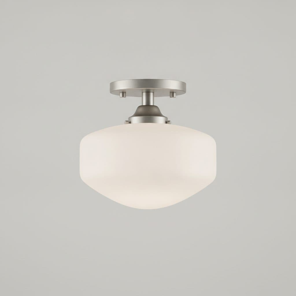 Corbin 15 in. Brushed Nickel Semi-Flush Mount with White Opal Glass