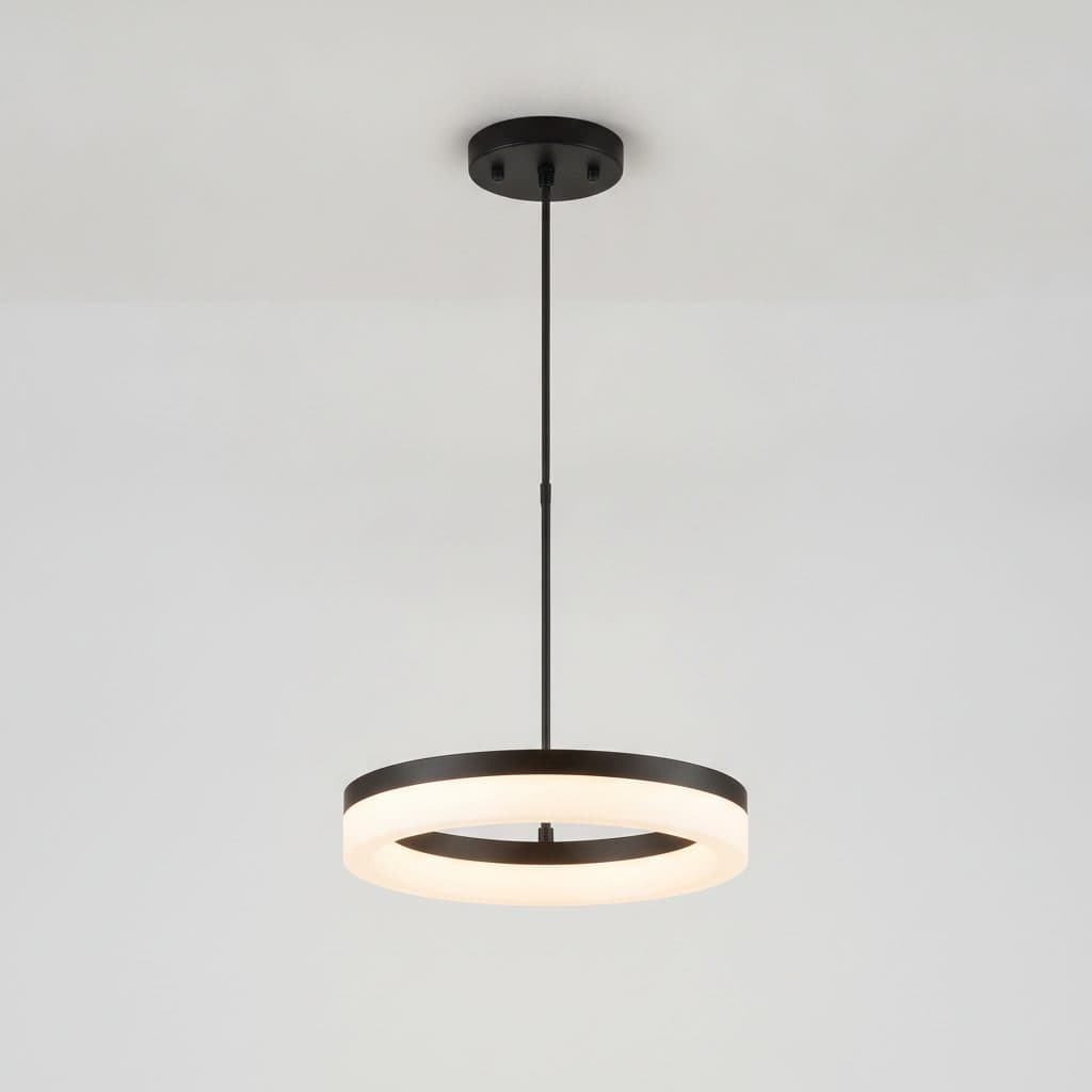 Kipling 35-Watt Black Modern Integrated LED Pendant with Frosted Acrylic Shade