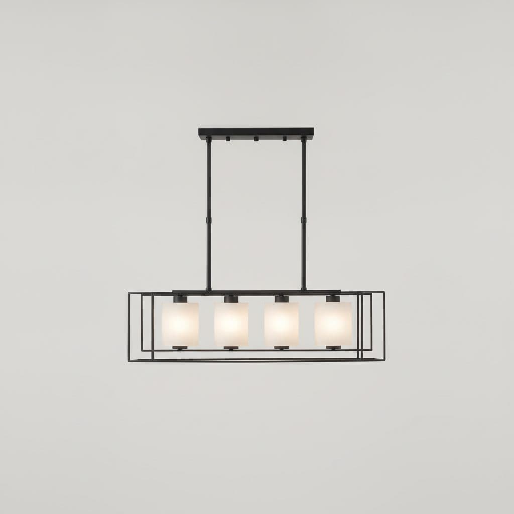 Sarolta Sands 6-Light Black Kitchen Island Pendant with Linear Metal Shade