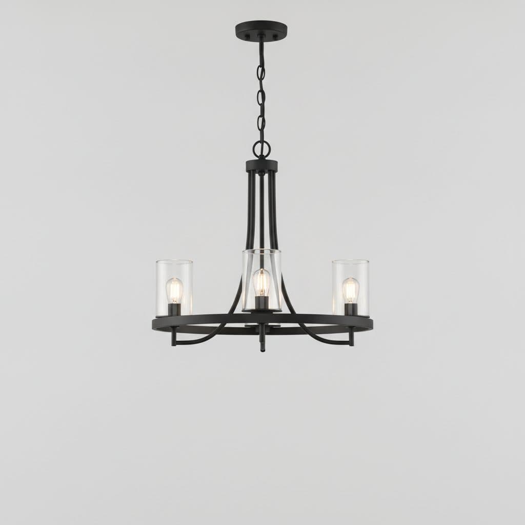 Ashba 5-Light Black Chandelier with Clear Glass