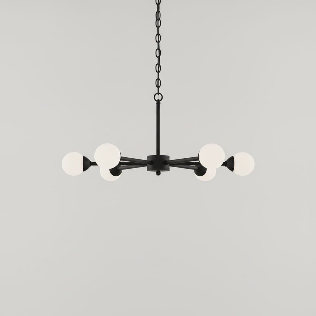 Aleswith Collection 32 in. 5-Light Matte Black Chandelier