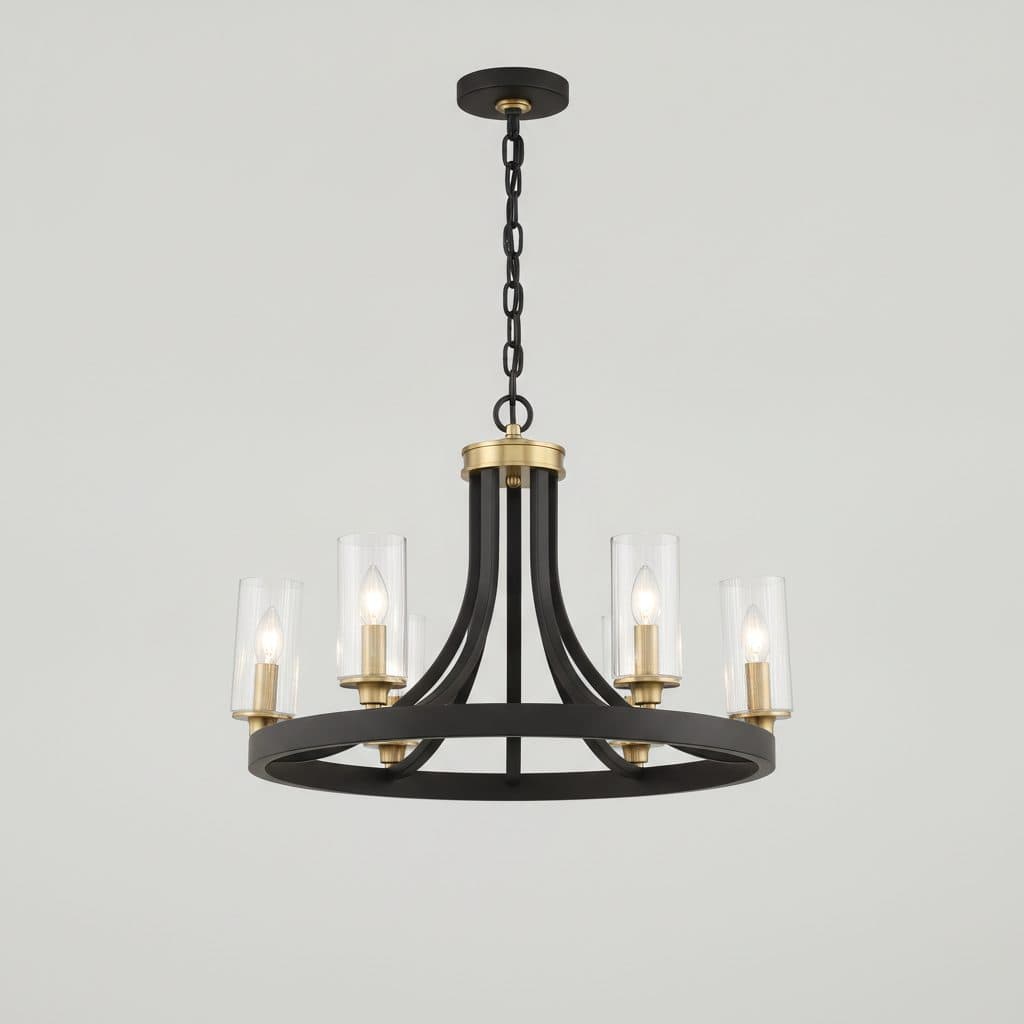 Knollwood 30 in. 5-Light Black Bronze Chandelier with Brass Accents