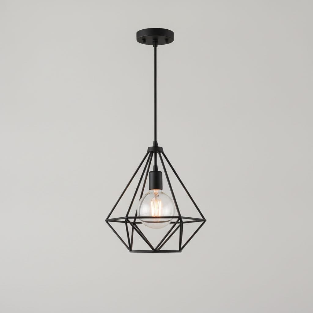 Aleswith Collection 12 in. 1-Light Matte Black Rustic Modern Pendant