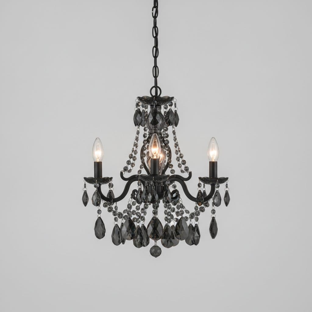 Kristella 4-Light Black Crystal Chandelier