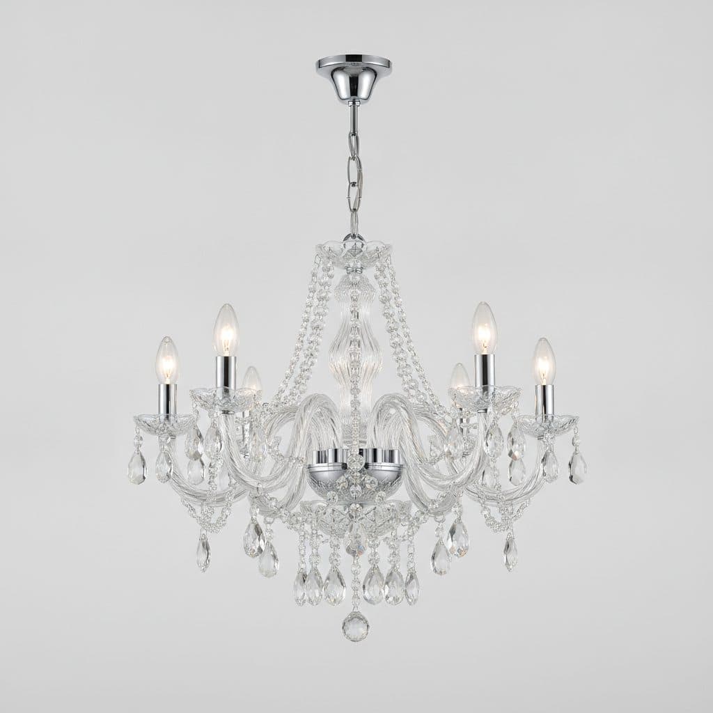 Maria Theresa 6-Light Chrome and Clear Acrylic Chandelier