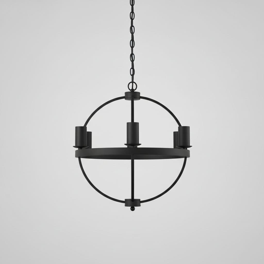 6-Light Black Round Candle Chandelier