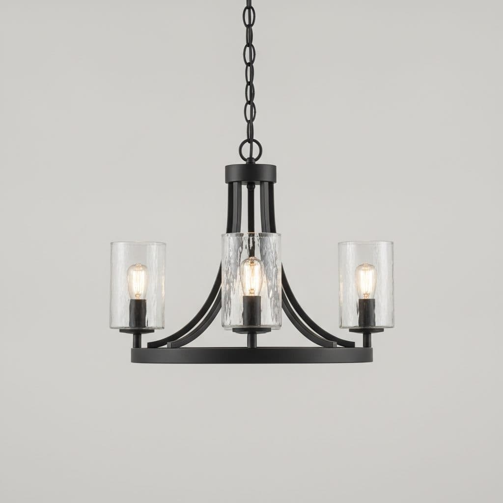 Mauzy Collection 5-Light Matte Black Transitional Chandelier with Clear Water Glass