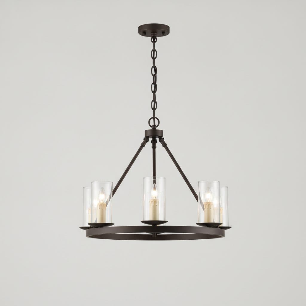 Moreland 5-Light Oil-Rubbed Bronze Wagon Wheel Candlestick Chandelier