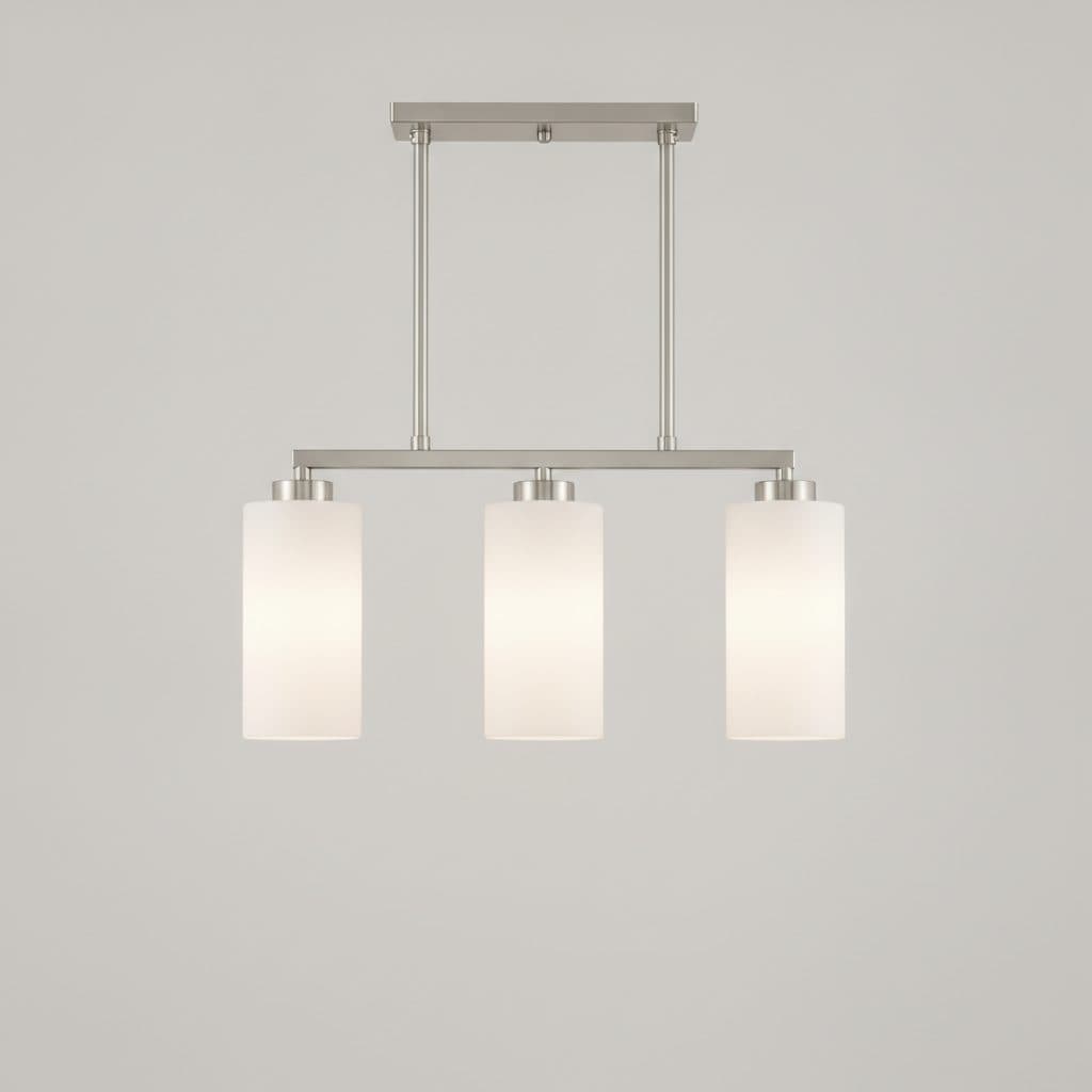 Corbin 3-Light Brushed Nickel Linear Chandelier with White Opal Glass Shades