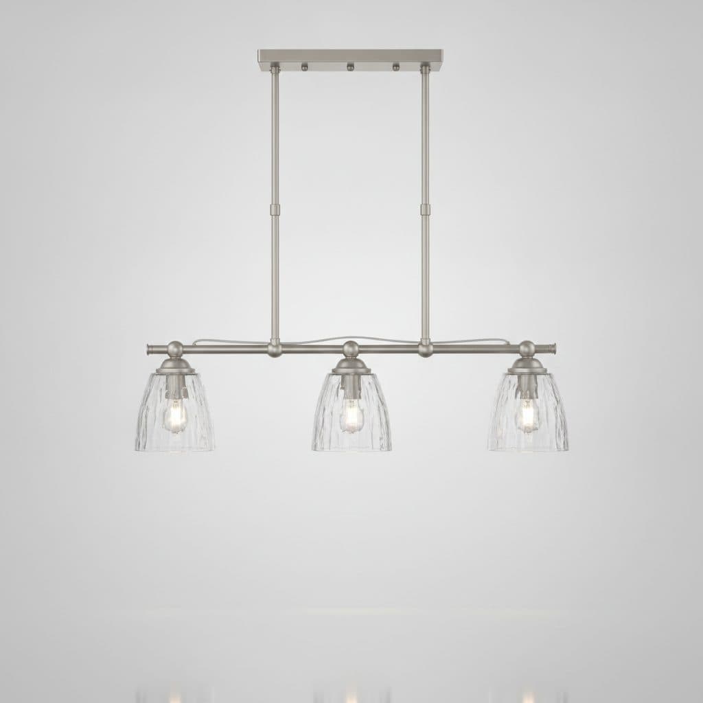 Coralise 5-Light Brushed Nickel Linear Chandelier with Clear Water Glass