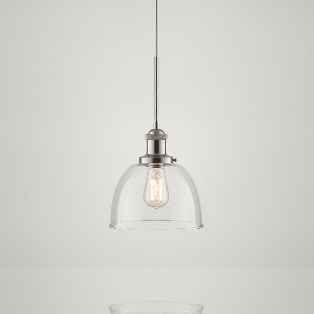 Gineva 1-Light Brushed Nickel Pendant with Clear Glass