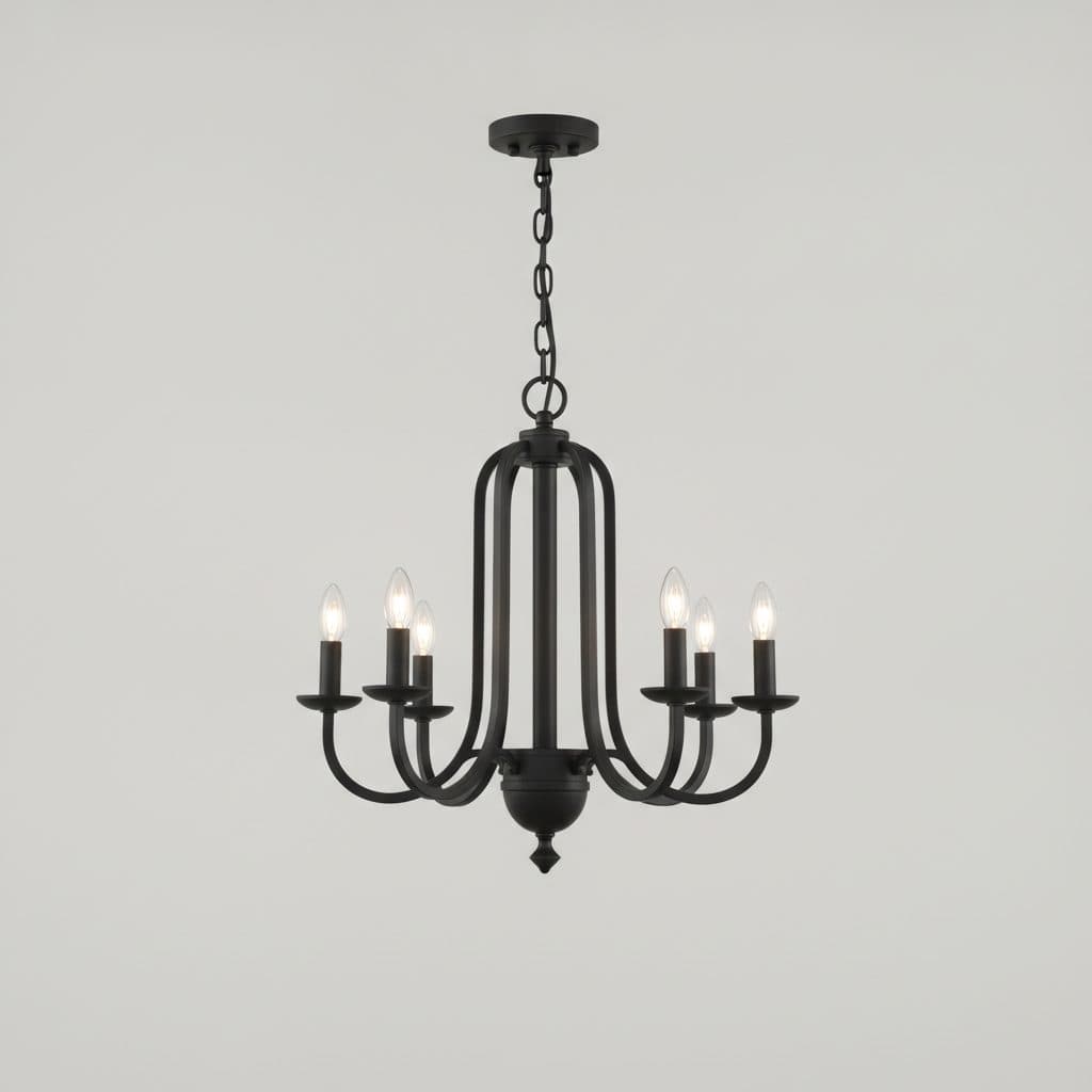 6-Light Black Candle Chandelier