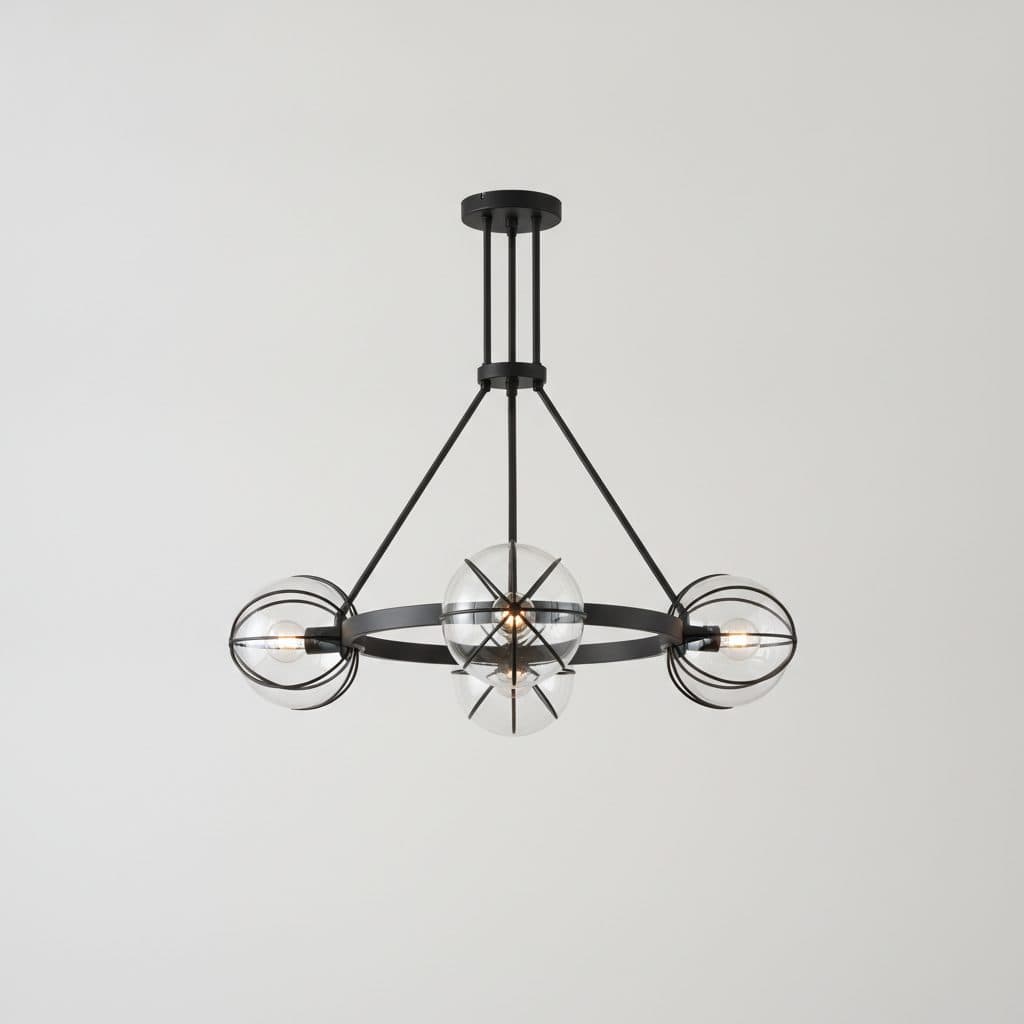 Sarolta Sands 5-Light Black Orb Chandelier with Caged Globe Metal Shade