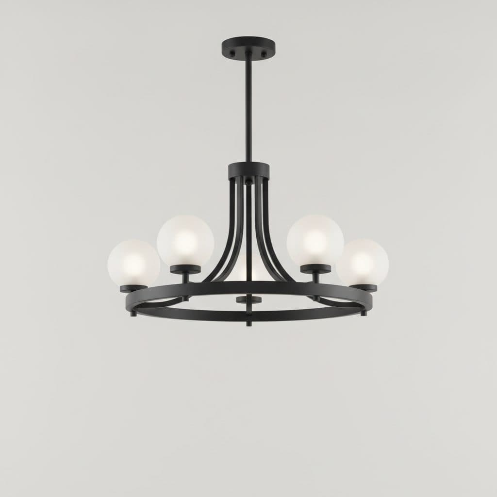 Huntscroft Collection 25 in. 5-Light Matte Black Chandelier