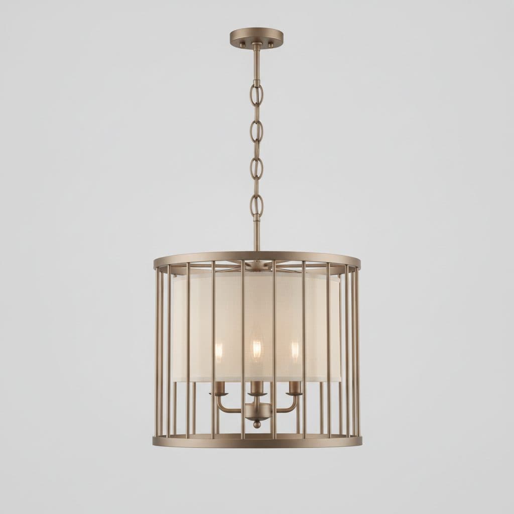 Hastings 4-Light Satin Bronze Caged Drum Chandelier