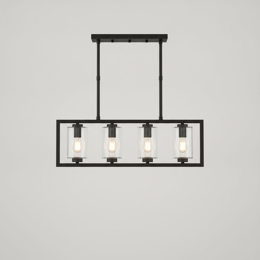 Kaelix 4-Light Black Linear Chandelier with Clear Glass