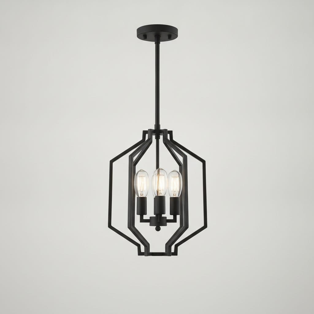 Cloverhill Collection 13.5 in. 4-Light Matte Black Pendant