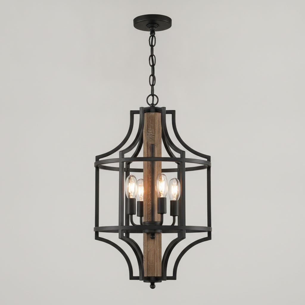 Weyburn 4-Light Farmhouse Chandelier with Caged Metal Shade