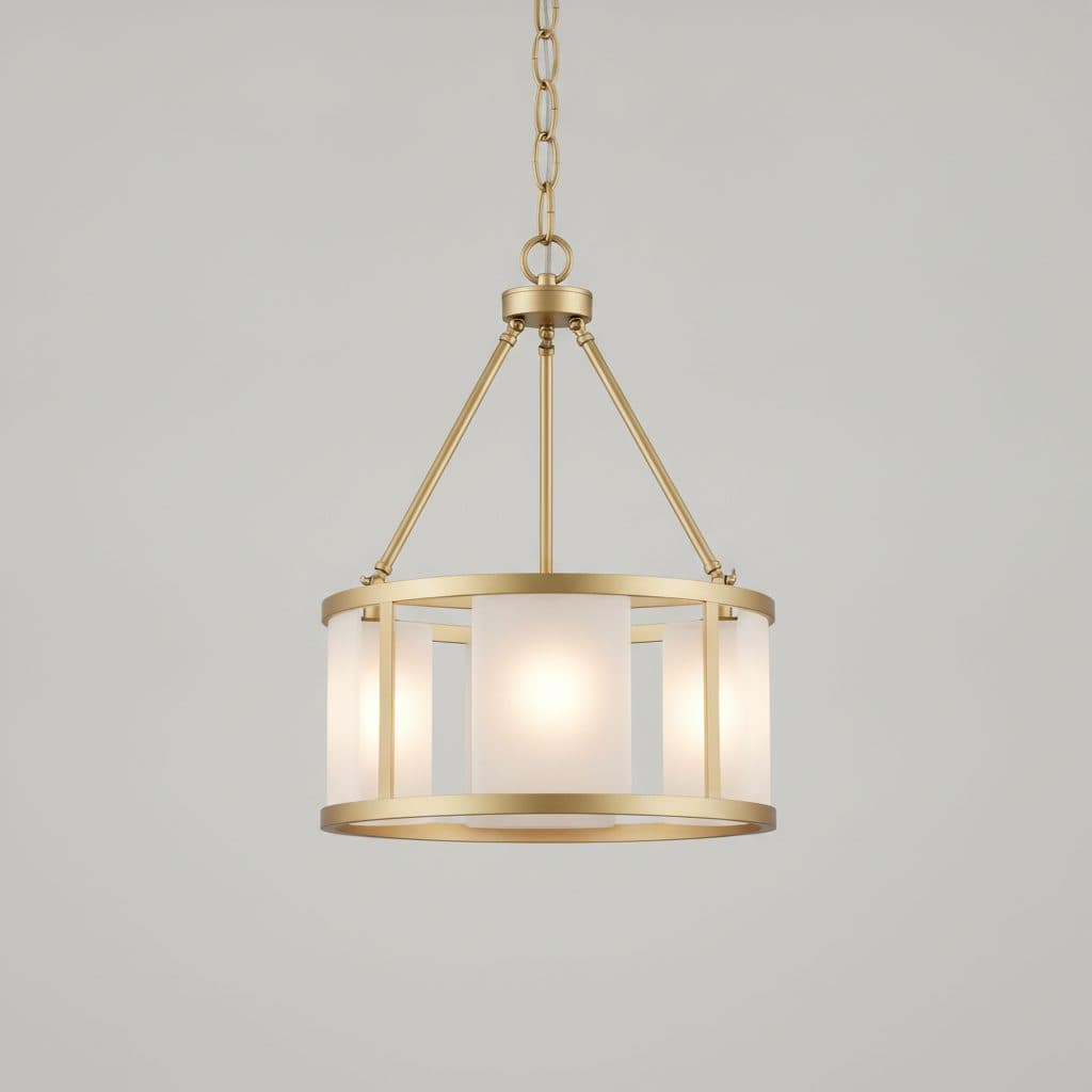 Ellis 18.5 in. 3-Light Gold Pendant with Satin White Glass Panels