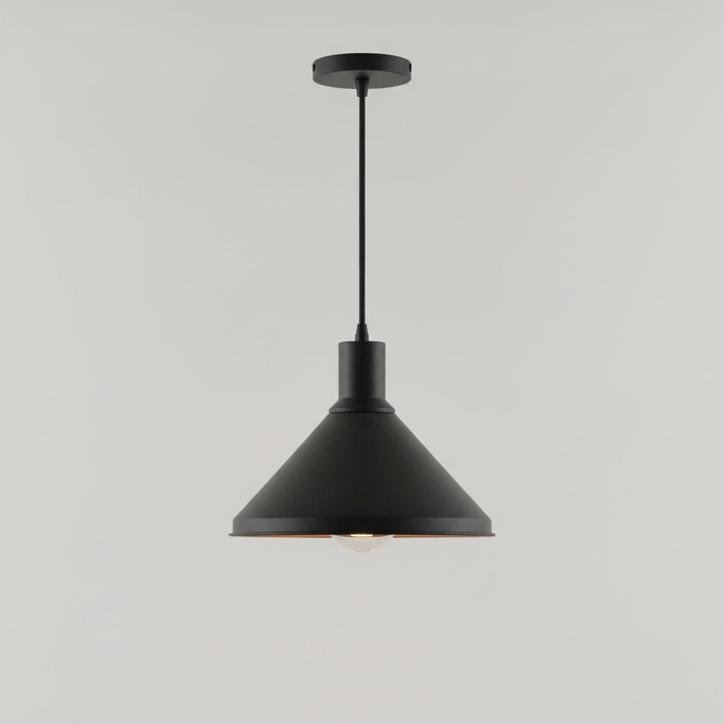 Bakerston 60-Watt 1-Light Matte Black Hanging Pendant