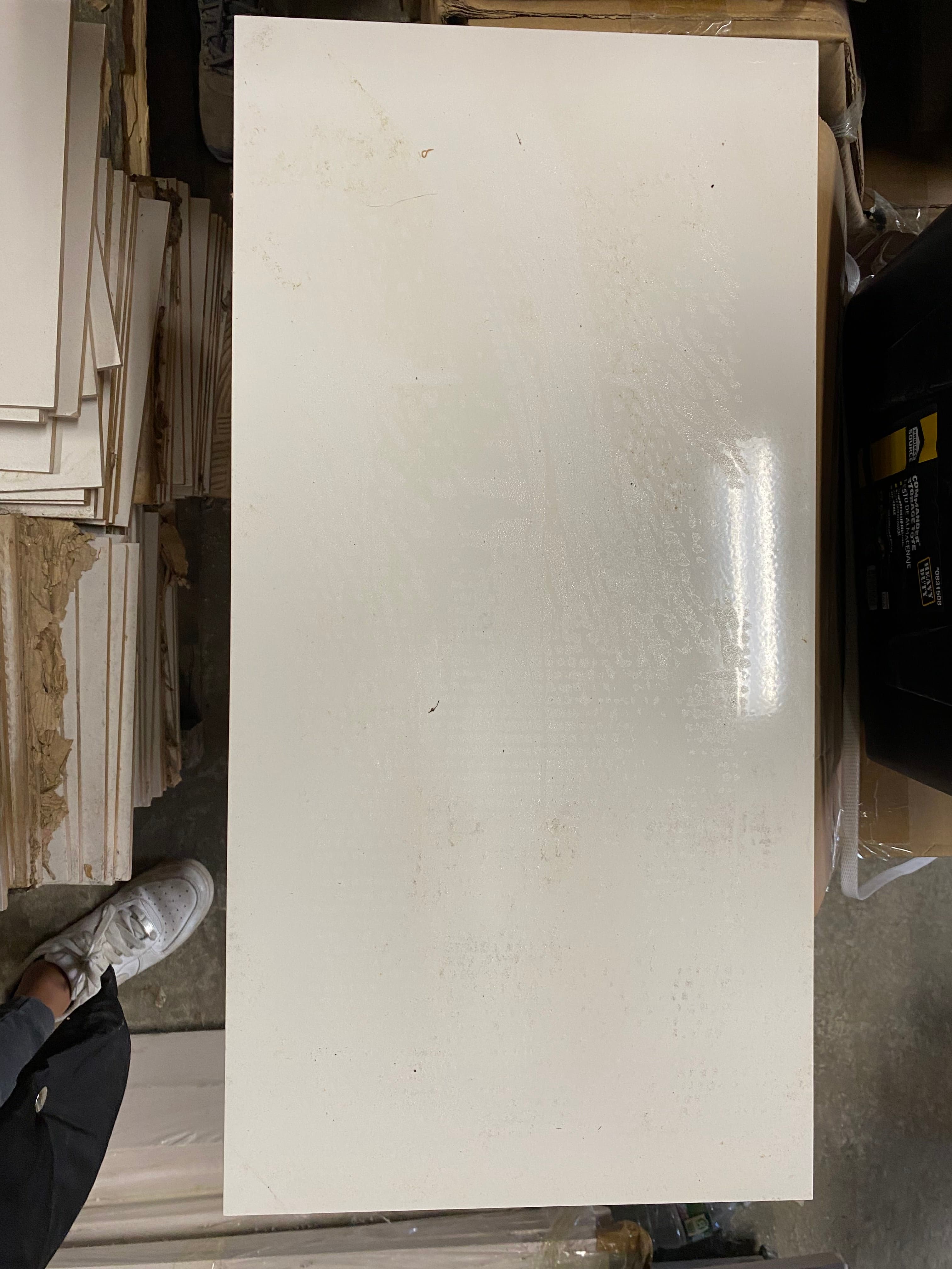 Off white 12/24” shower wall tiles, glossy finish
