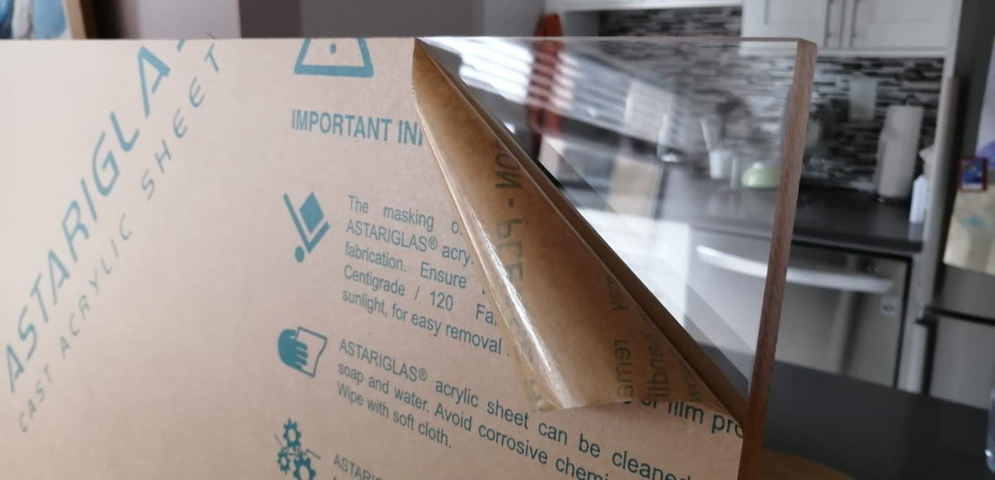 Clear acrylic sheet (1/2 thick, 56 in wide X 77 in high)