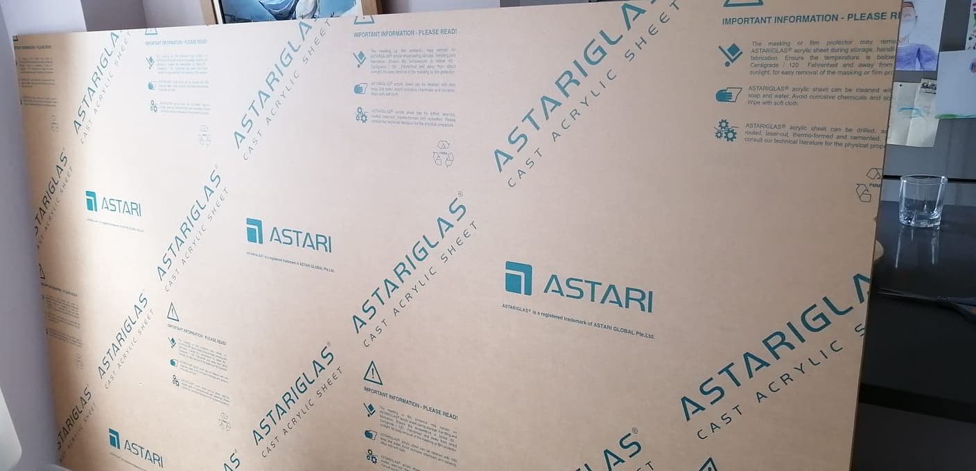 Clear acrylic sheet (1/2 thick, 56 in wide X 77 in high) 2
