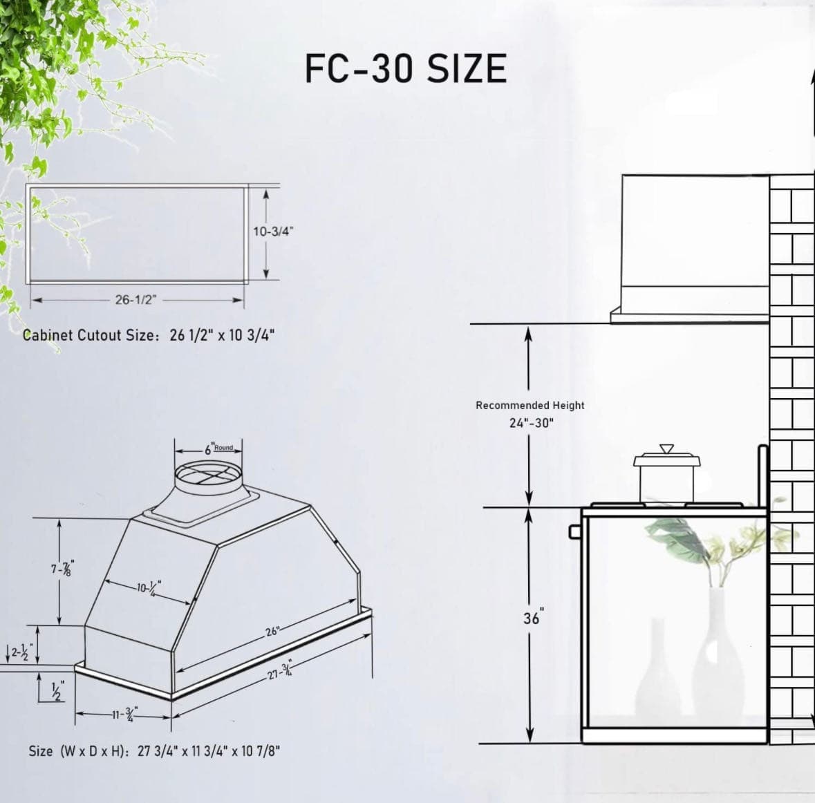 EALLMALL Kitchen Range Hood Insert, 30 Inch, 700 CFM With 3 Speed And LED 11