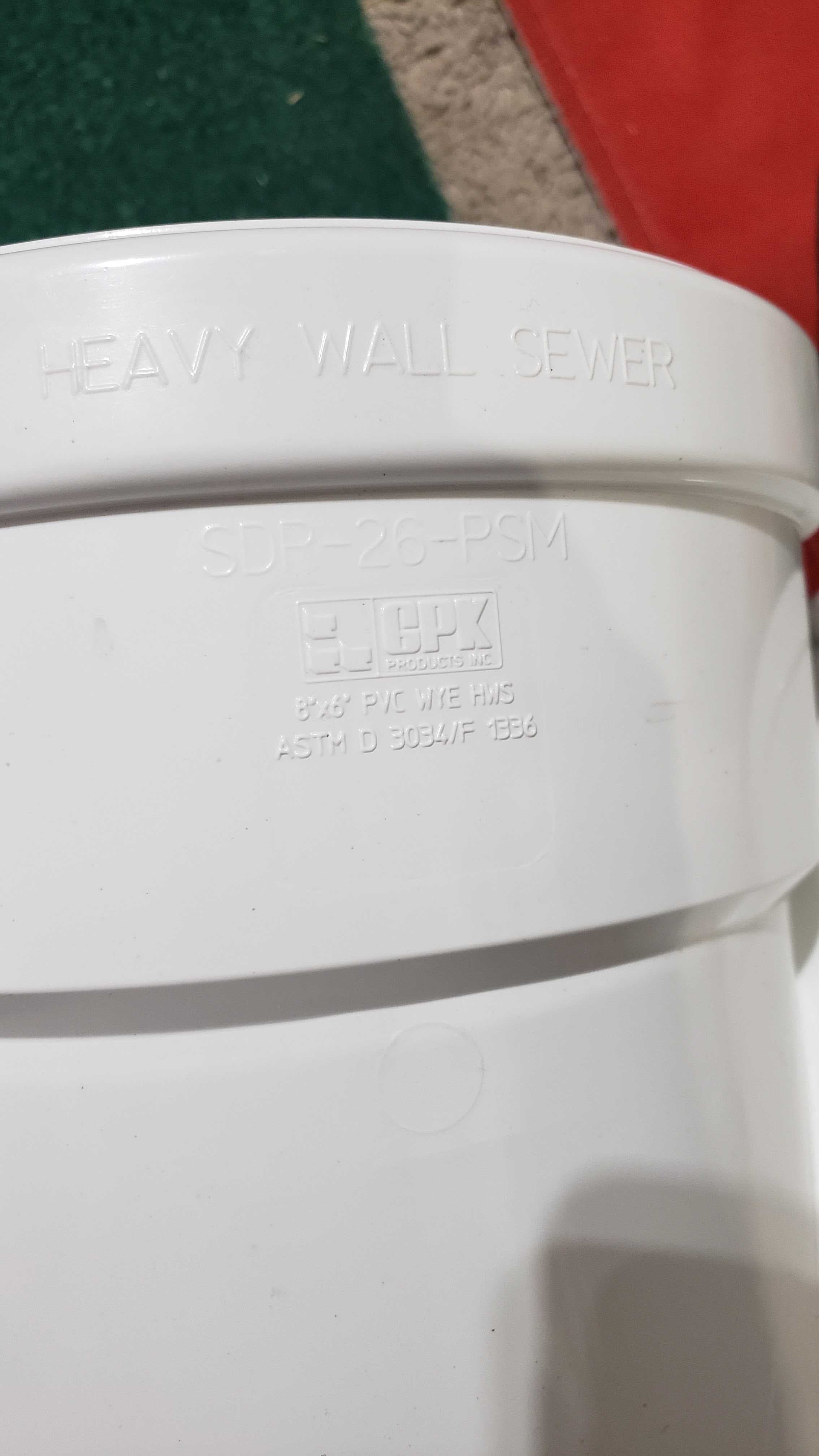 GPK Heavy Wall Sewer 8" x 8" x 6" PVC SDR 35 1/8 Bend 45° Wye (G x G x G) Gasket 3