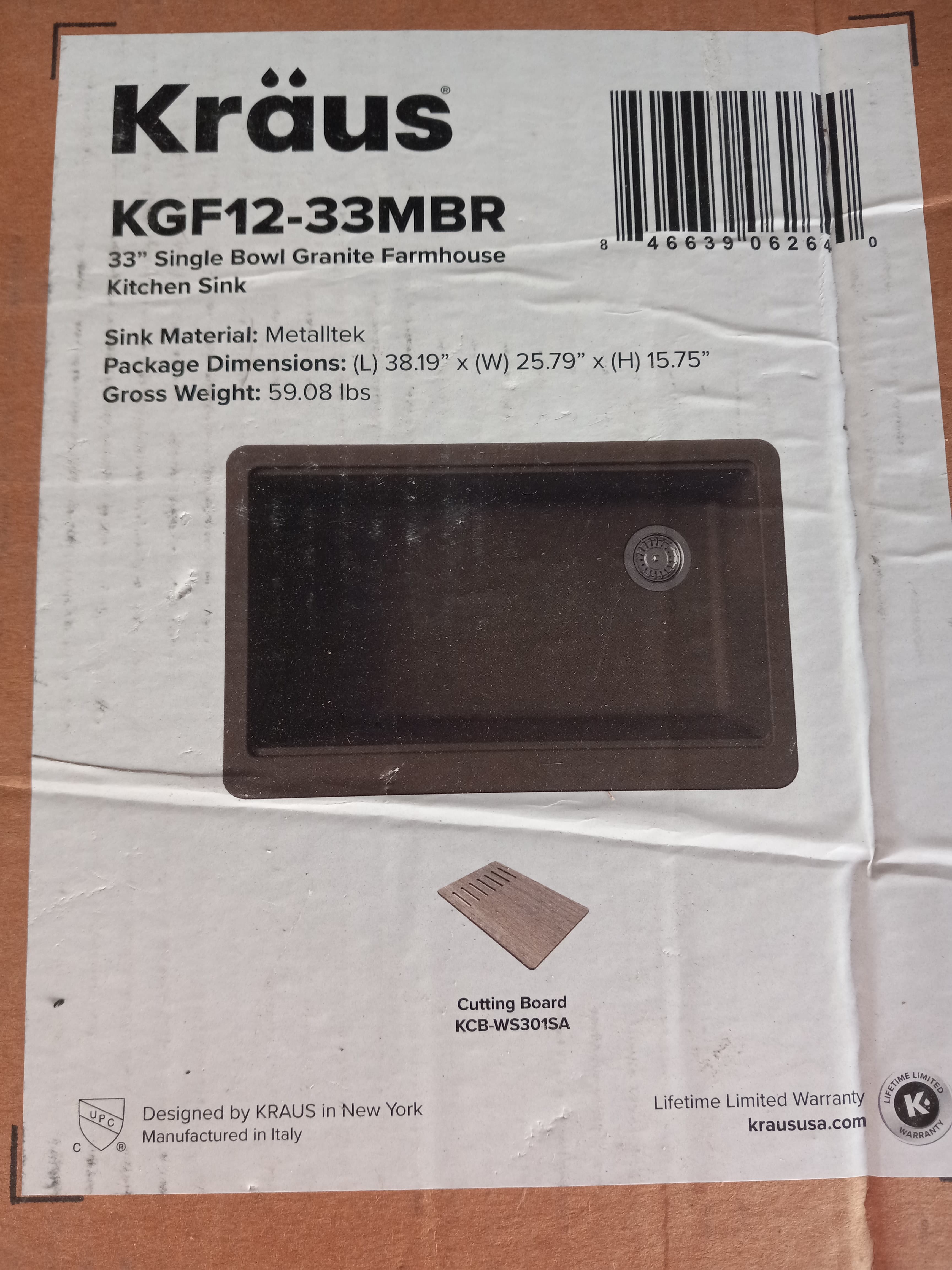Brand New In Box 33" Kraus Granite Farmhouse Kitchen Sink