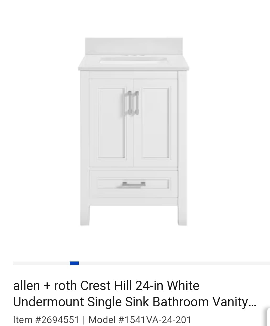 2 Allen & Roth Gently Used Crest Hill 24-in White Undermount Single Sink Bathroom Vanity 2