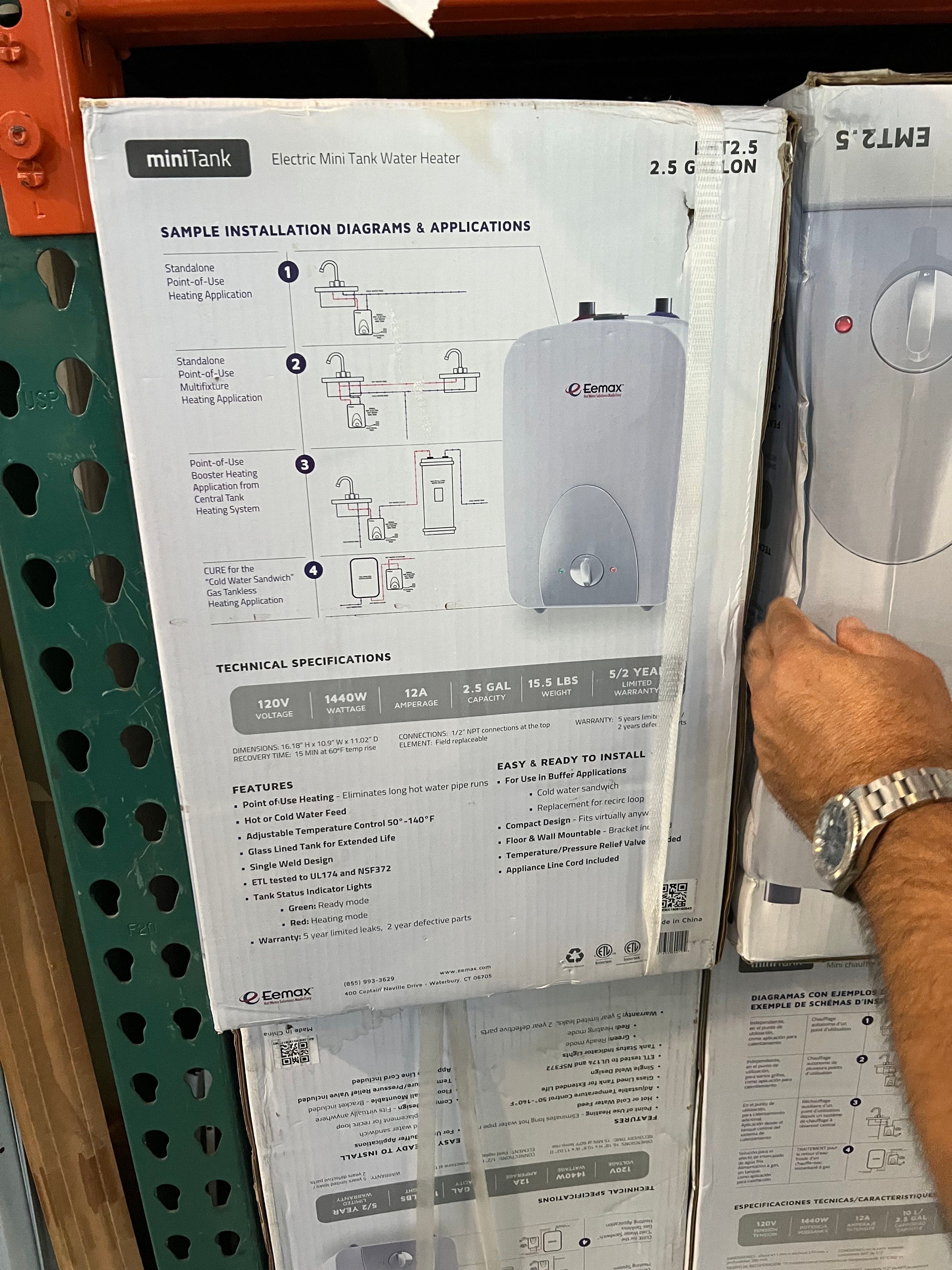 Eemax 2.5 gallon tankless water heater 2