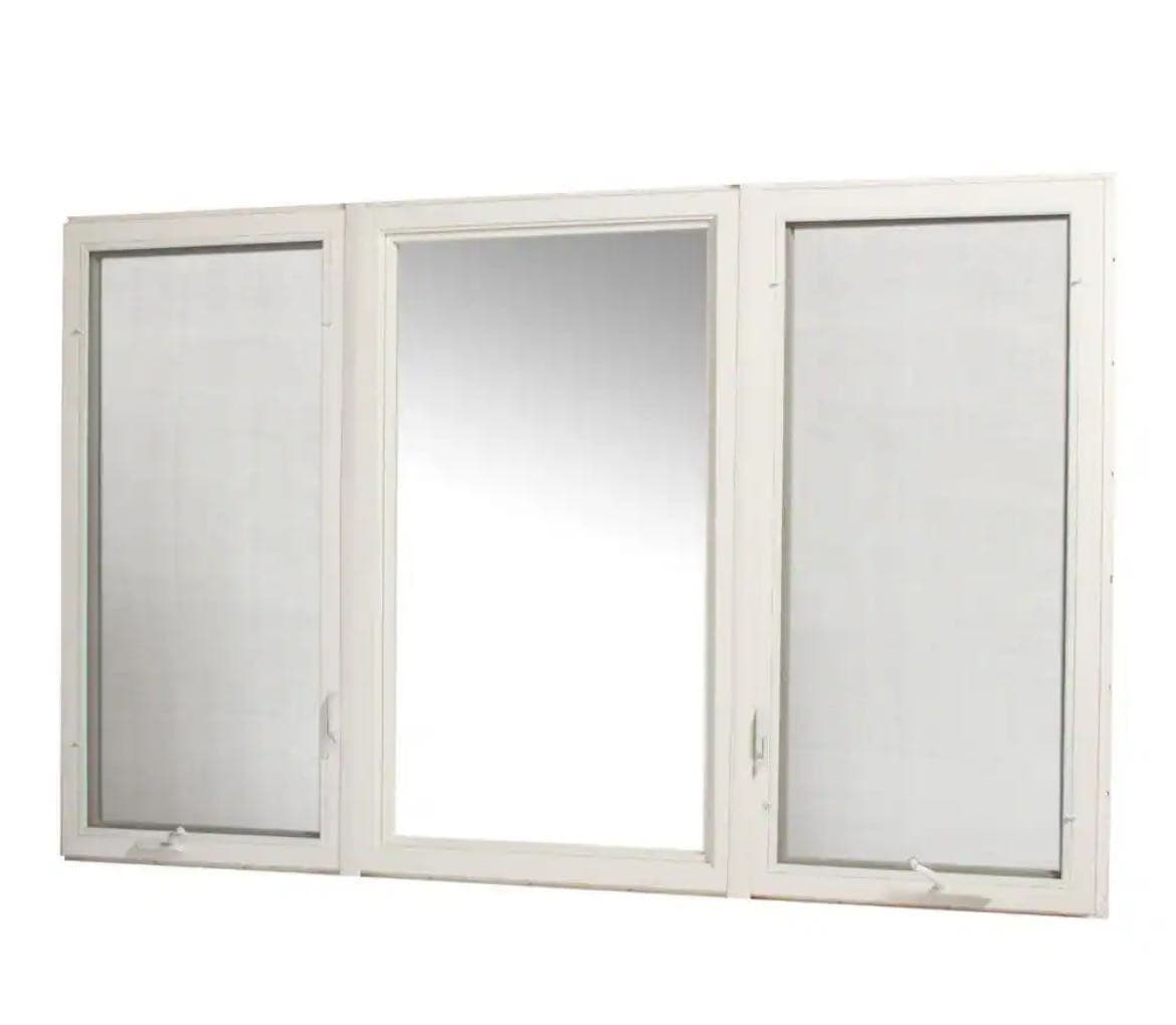 TAFCO WINDOWS 96"Wx 60"H Vinyl Casement Windows with Screen - White. This is a set of three windows, all new and boxed.