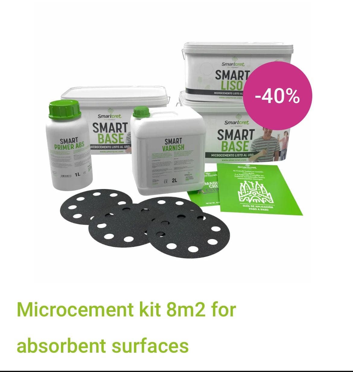 Microcement kit 8m2 for absorbent surfaces, color H1 (white)