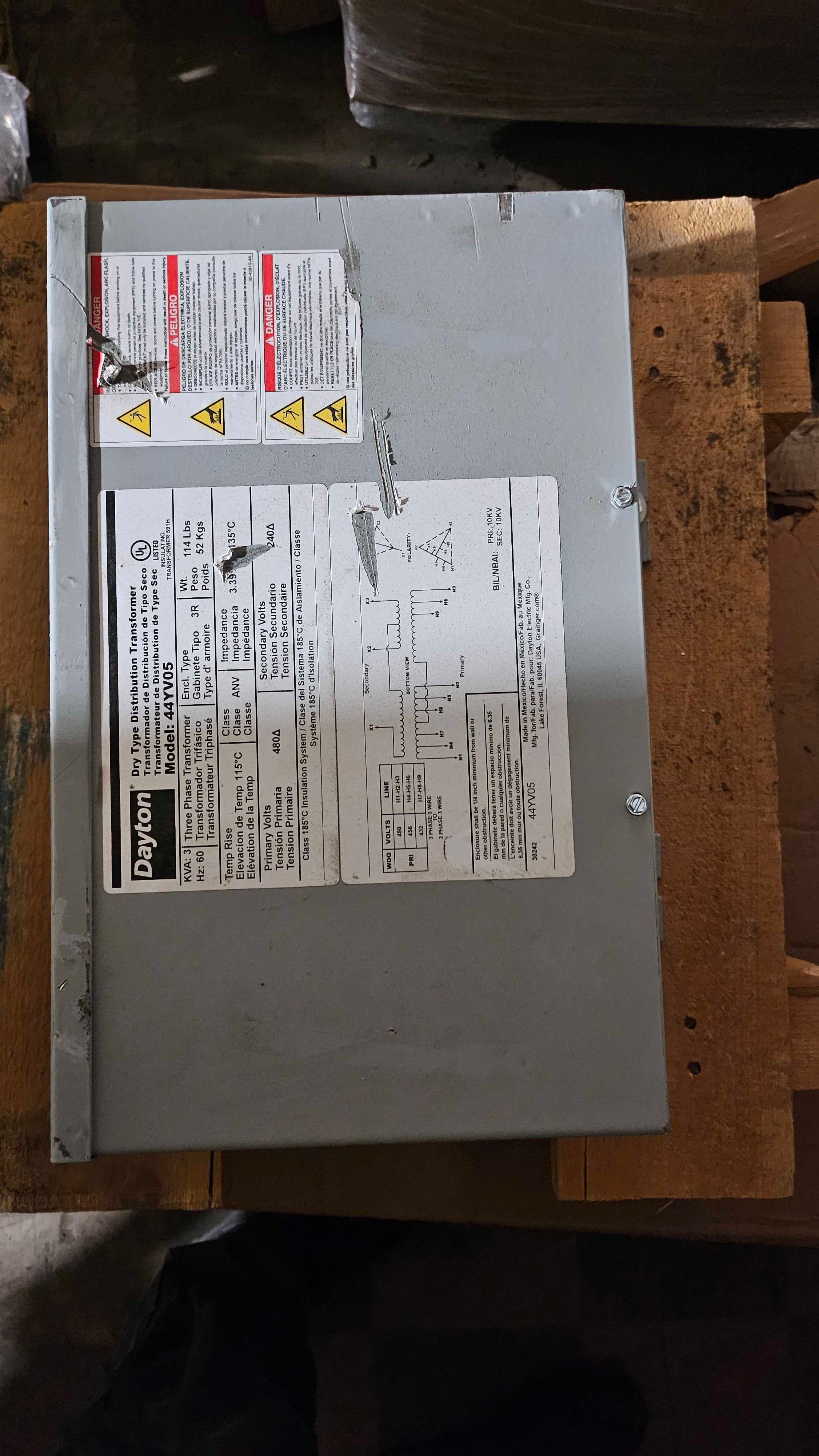 Dayton Dry type distribution transformer