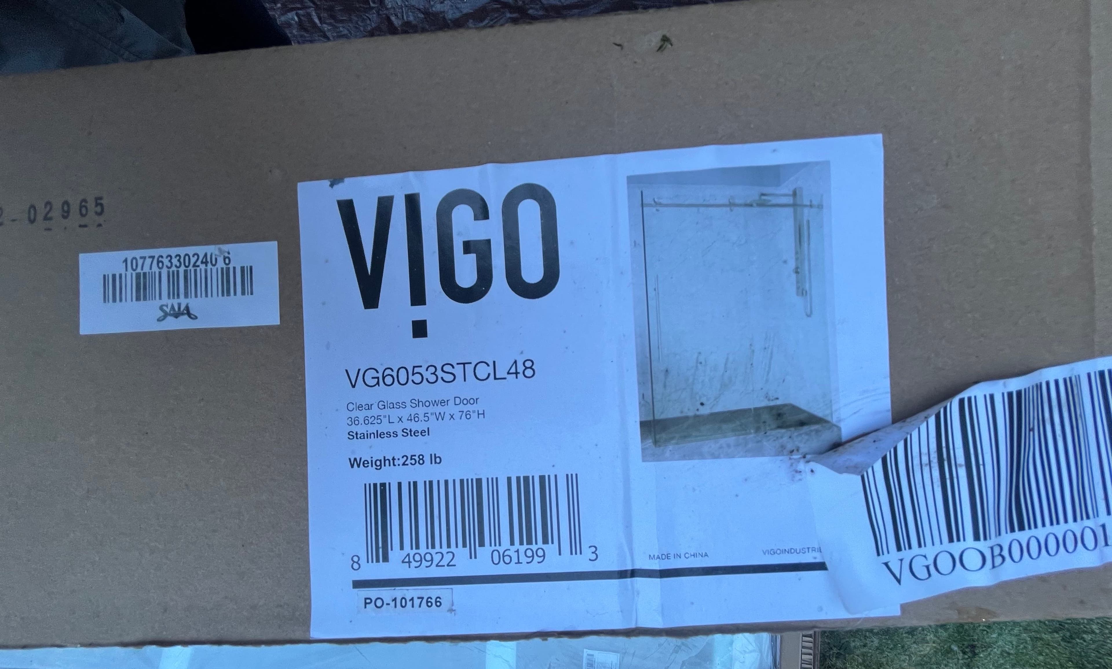 Vigo Elan frameless shower enclosure 48”width by 36”depth 5