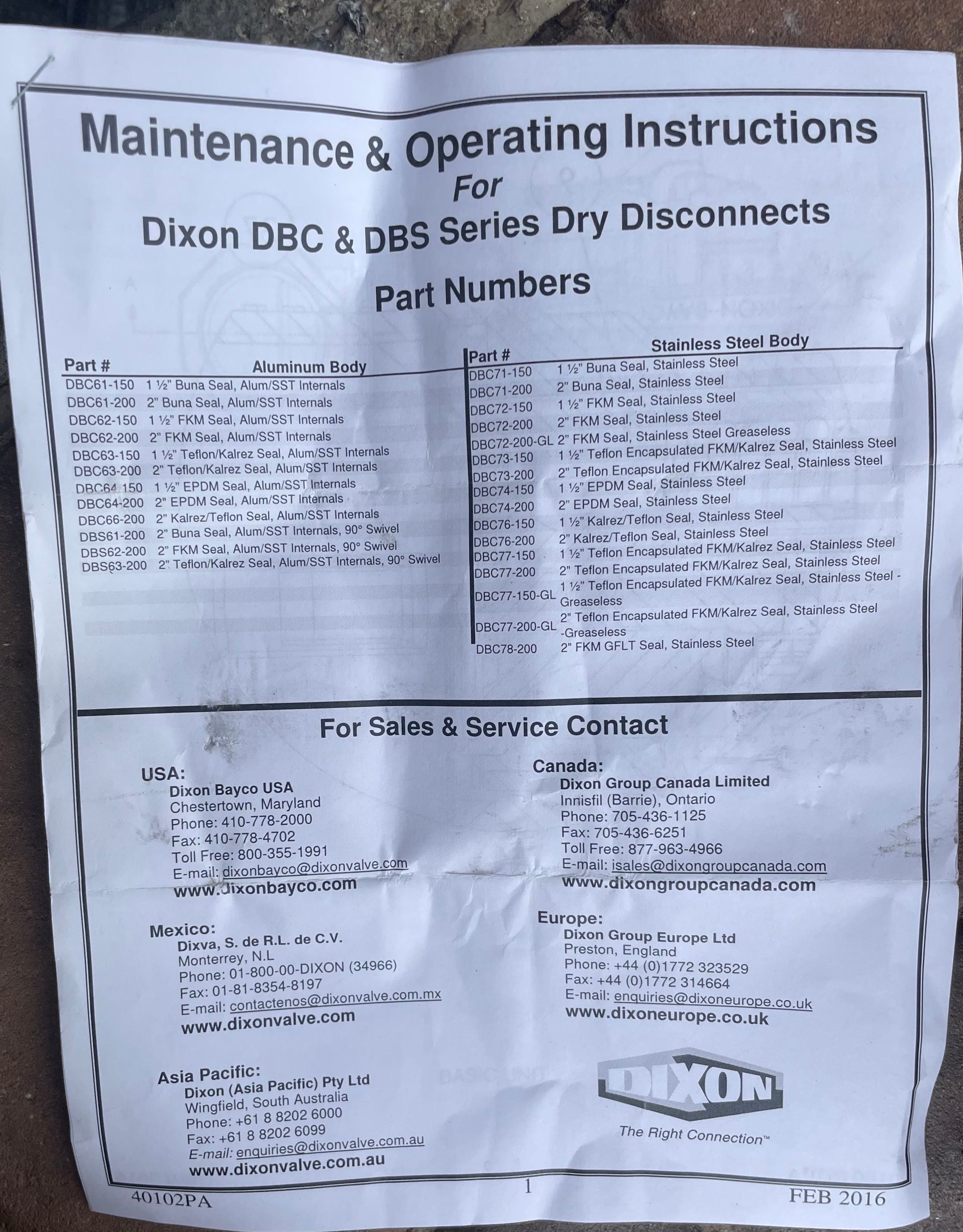 Dixon. Dry Disconnect 3