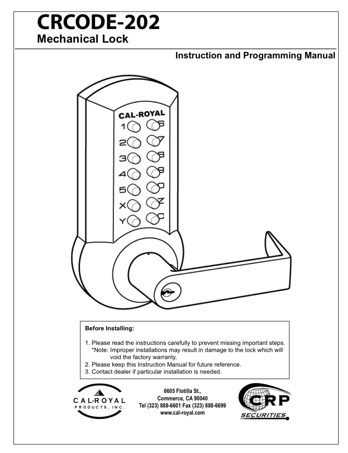 Pallet of Mechanical Push Button Door Locks. 130 units. CRCode-202 2