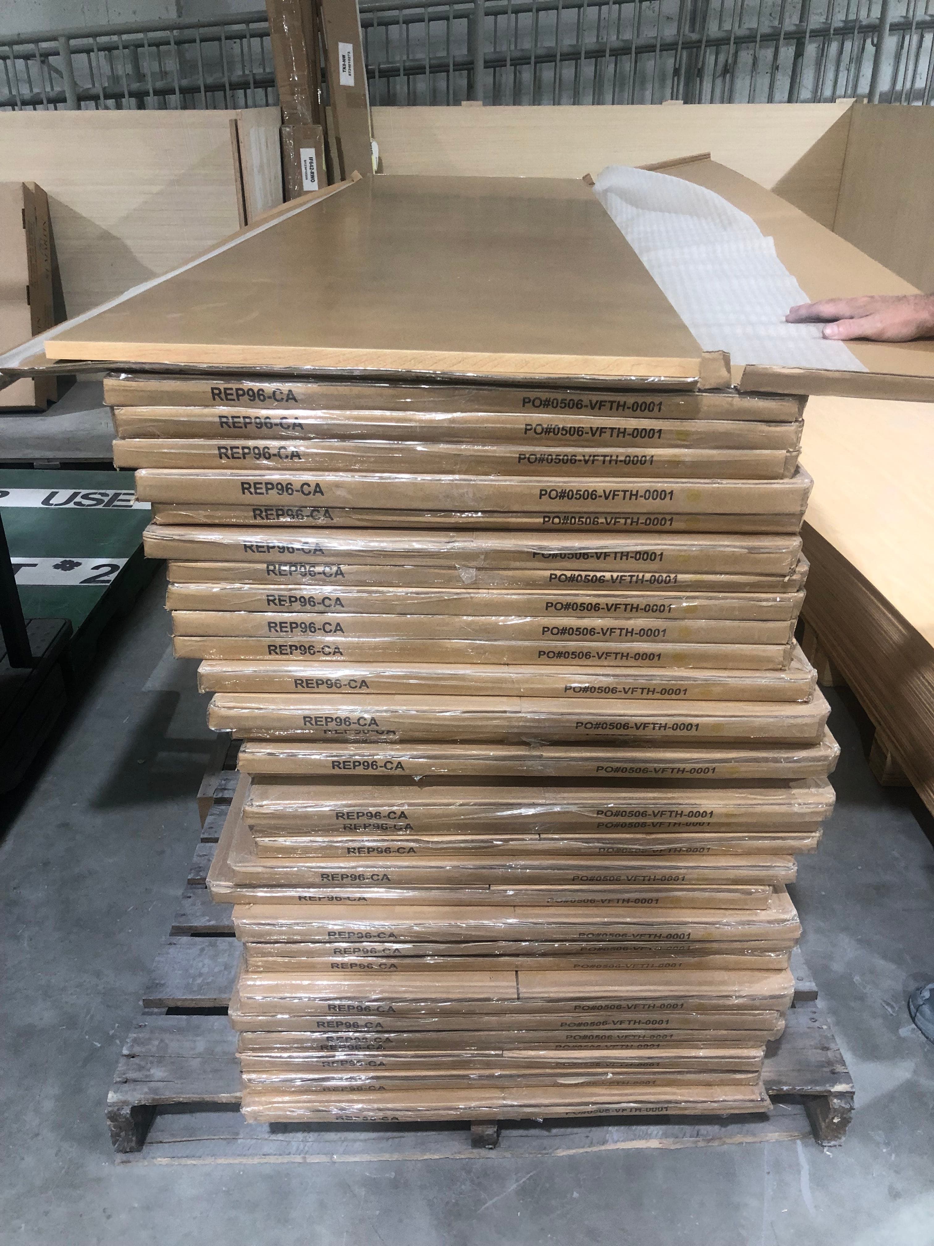 4’ by 8’ fully laminated 3/4” plywood panels also have 26” by 8’ 4