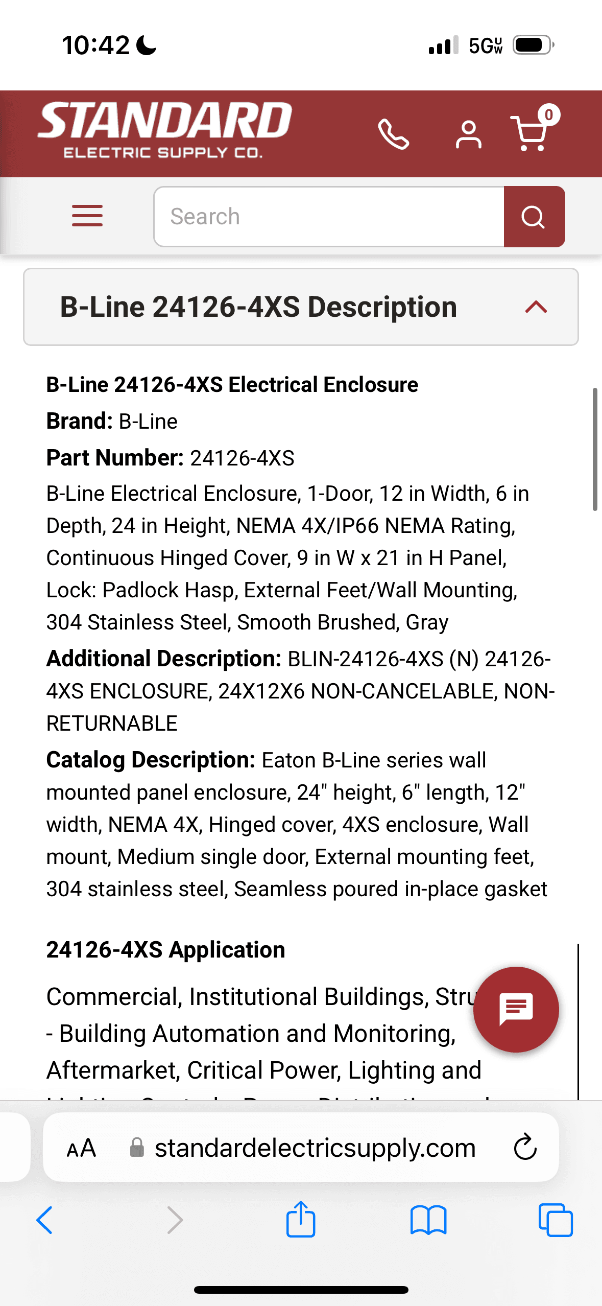 B-LINE 24126-4XS TYPE 4X STAINLESS 7
