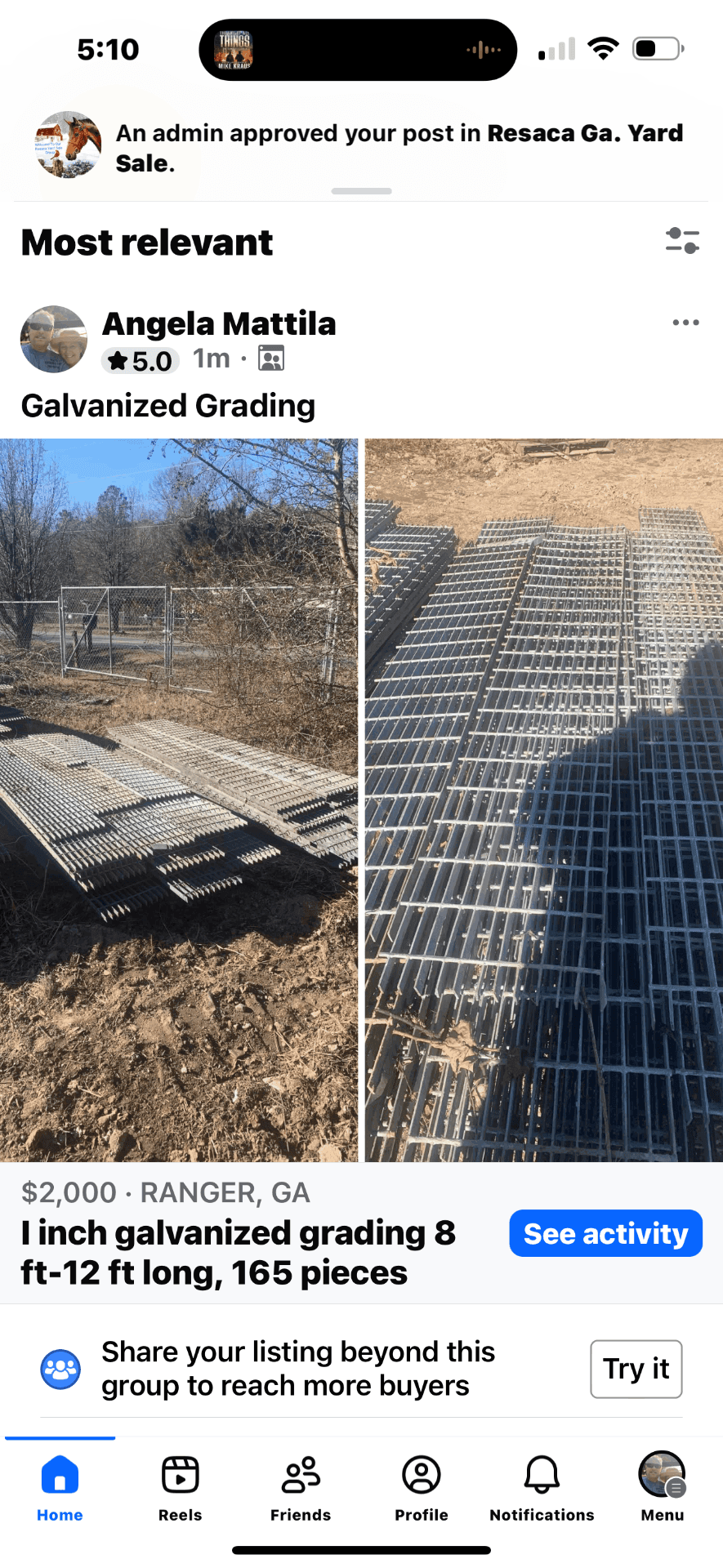 1 In galvanized grading, 165 pieces, 8-12 ft long 3