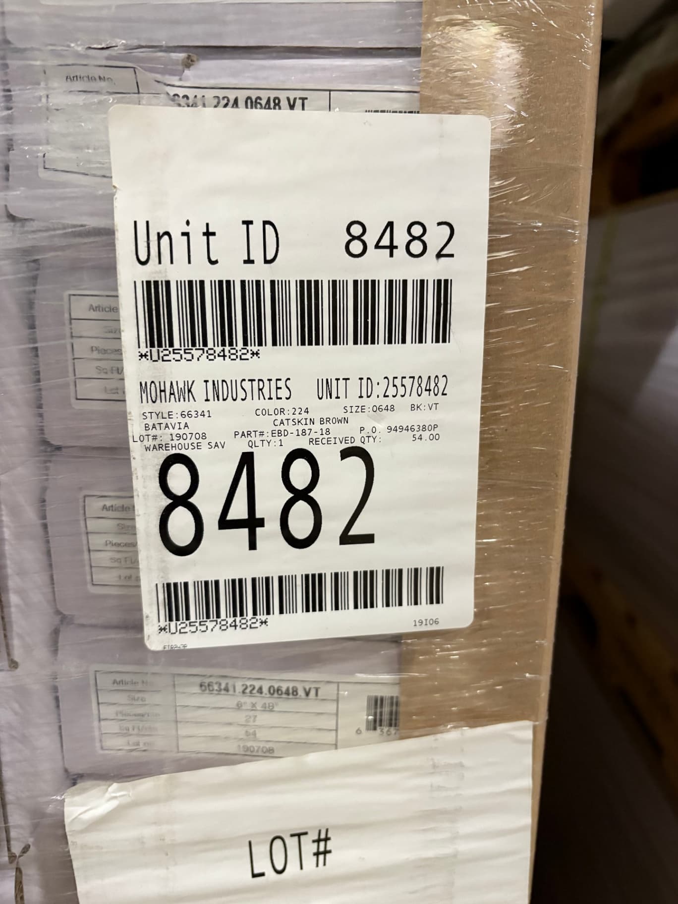 $0.53/sq.ft - 54 sq ft/box | Glue Down LVP-Catskin Brown- 6 x 48- 54 sq ft- 27 pieces/box $29.00 6