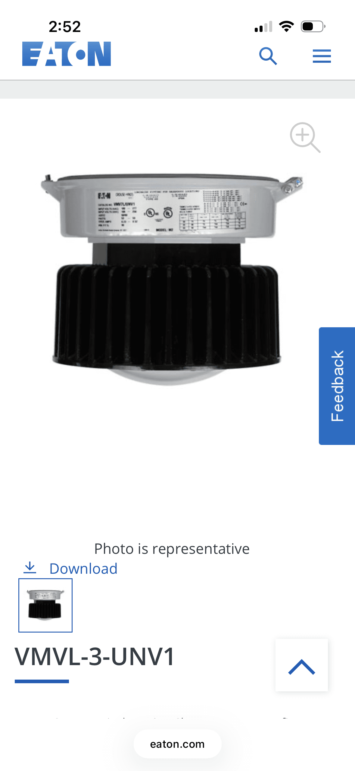 Eaton Crouse-Hinds series Champ VMVL LED light fixture