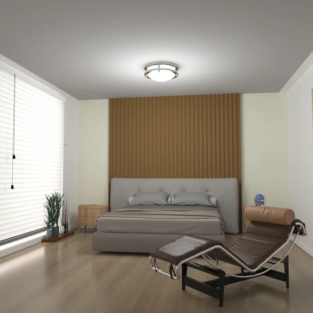 $29.00 - 14-Inch Dimmable LED Flush Mount Ceiling Light - 24W Double Ring Design 3