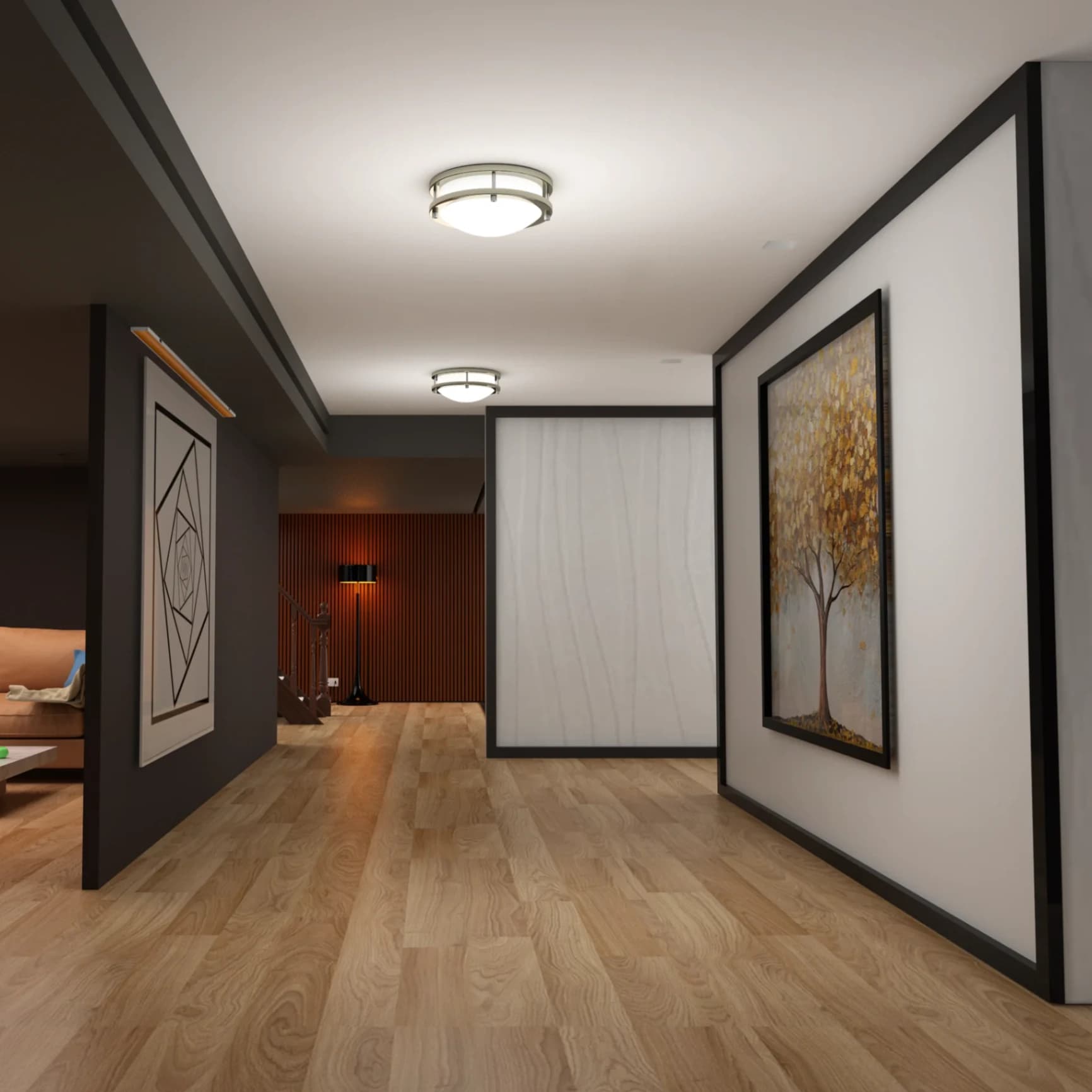 $29.00 - 14-Inch Dimmable LED Flush Mount Ceiling Light - 24W Double Ring Design 5