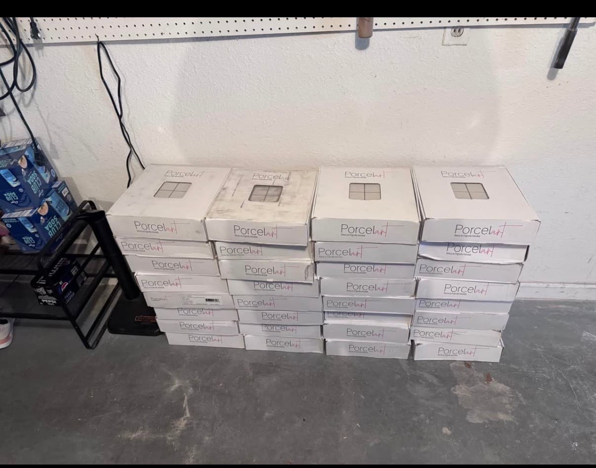 320 sq ft porcelain tile – 12x12 sheets– new in boxes – leftover from renovation – Color: Taupe 3
